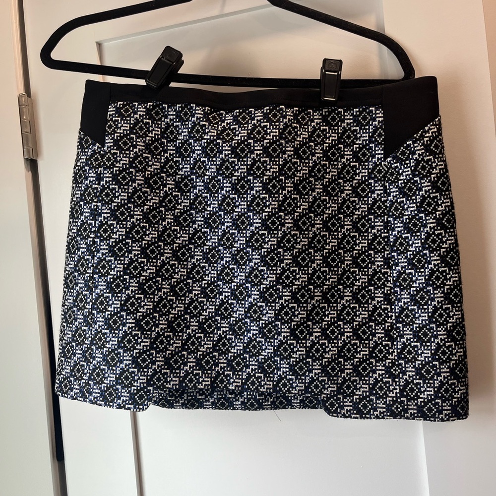 Maje Black and White Geometric Mini Skirt